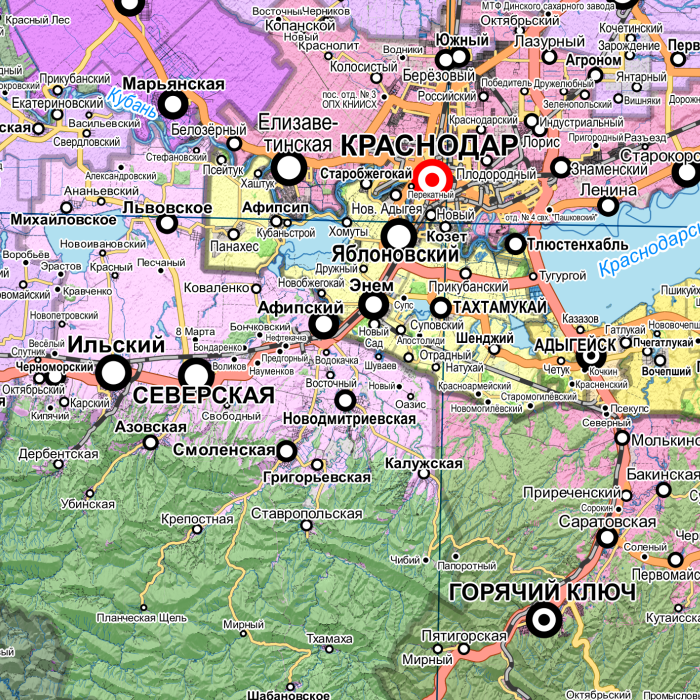 Карта настенная краснодар