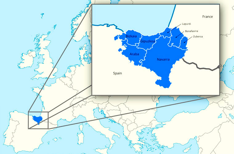 Где живут баски в испании карта