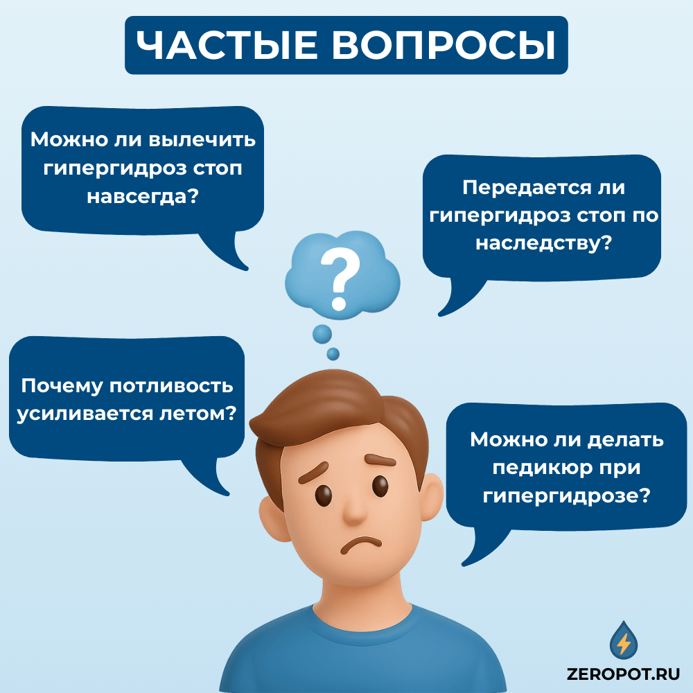 Частые вопросы о повышенной потливости ног - ответы специалистов на FAQ