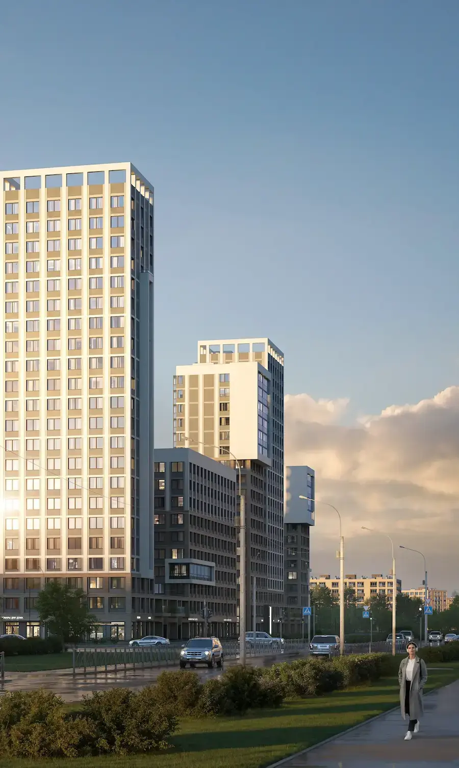 Фасад ЖК Миръ на Миргородской улице в Санкт-Петербурге