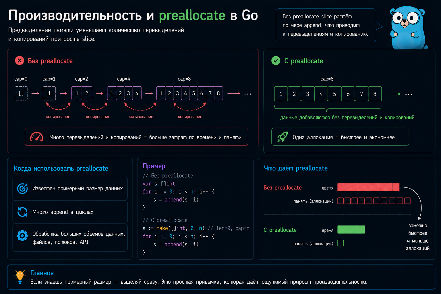 Производительность и preallocate в Golang