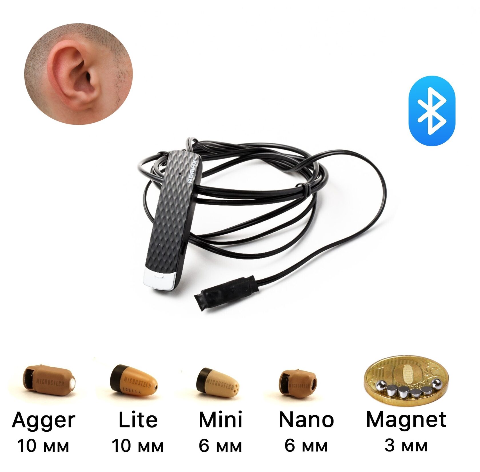 Микронаушник Bluetooth Pro