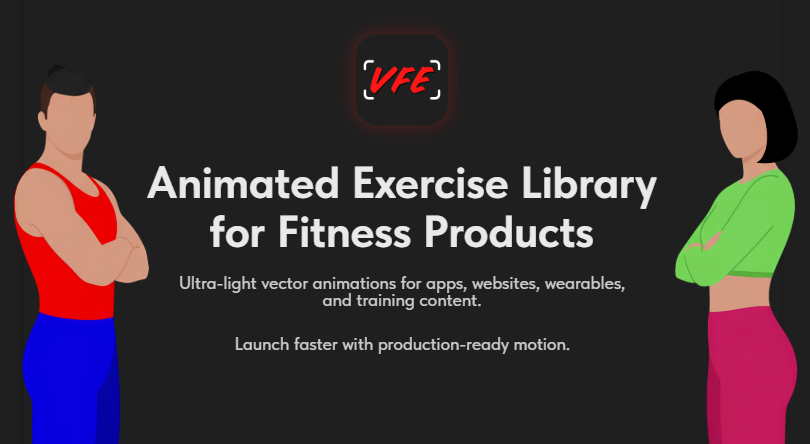 Vector Fitness Exercises — 1500+ Lottie Exercise Animations