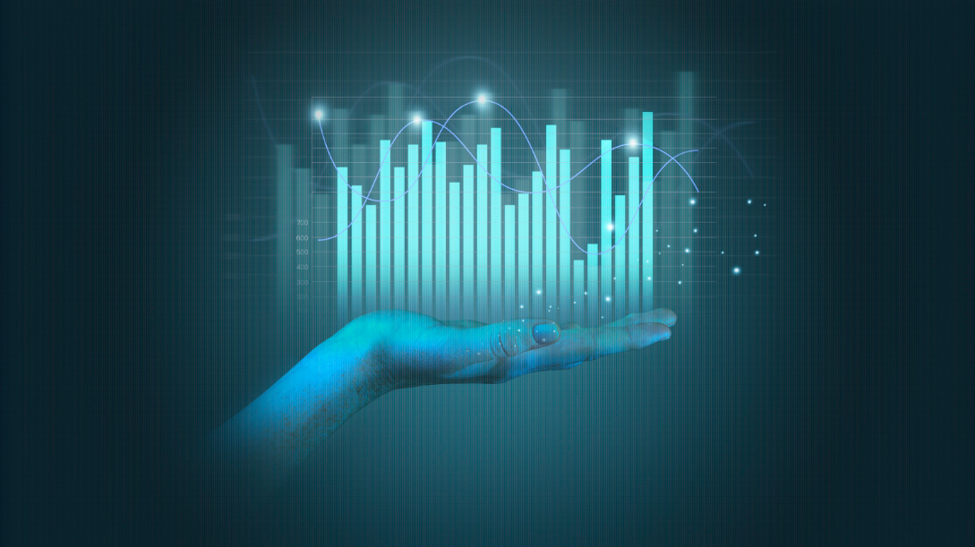 Image graphics in the palm of a hand, representing free day trading programs and opportunities in the financial markets