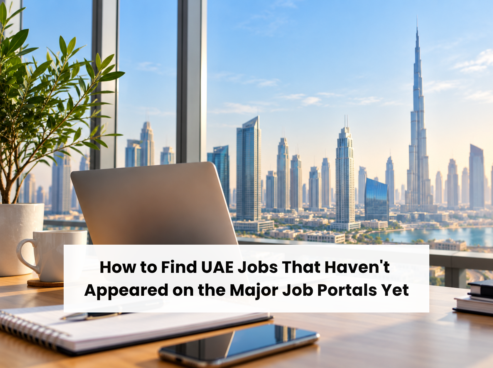 UAE job search on a laptop overlooking Dubai for finding job opportunities beyond major job portals