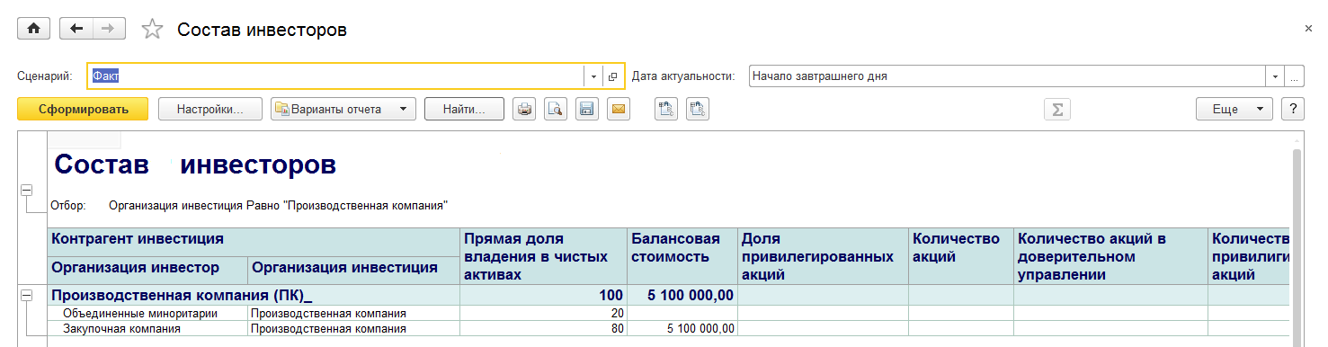 Экземпляр отчета 1с управление холдингом