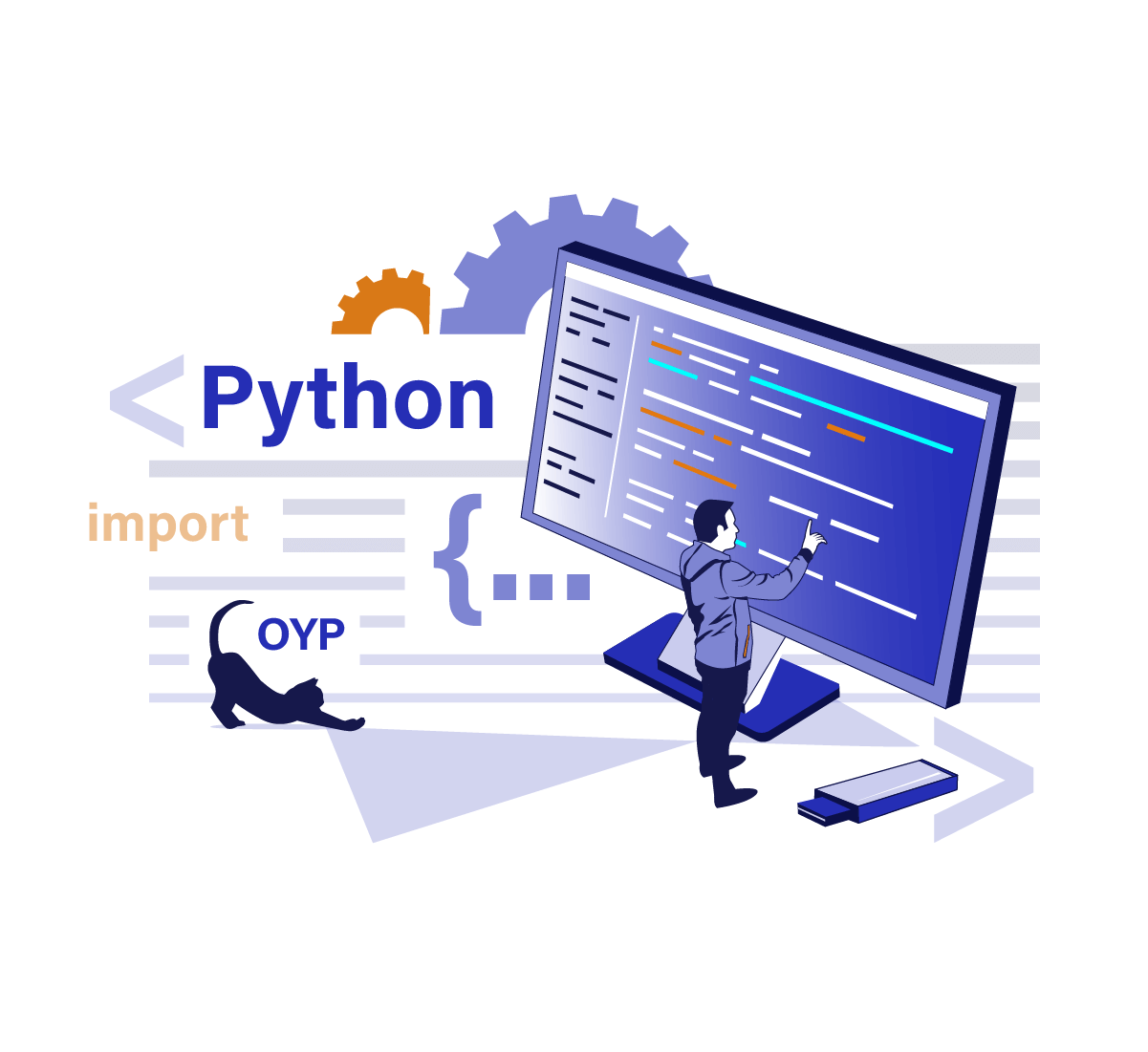 Иллюстрация для курсов изучения языка программирования - Python