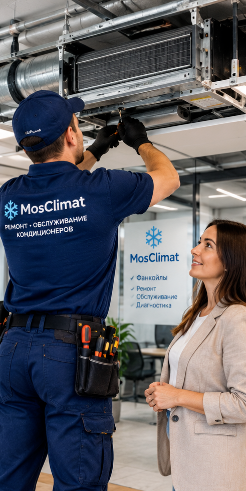 Мастер MosClimat 24 проводит диагностику кондиционера