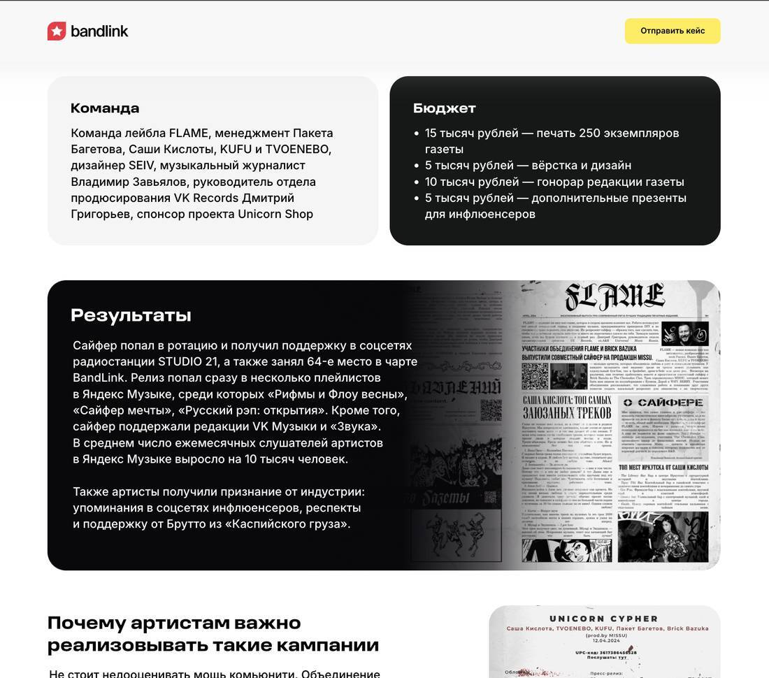 Команда, бюджет и результаты кампании