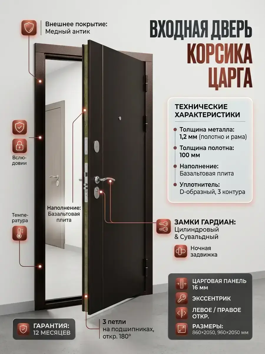 Входная дверь Корсика царга Грей
