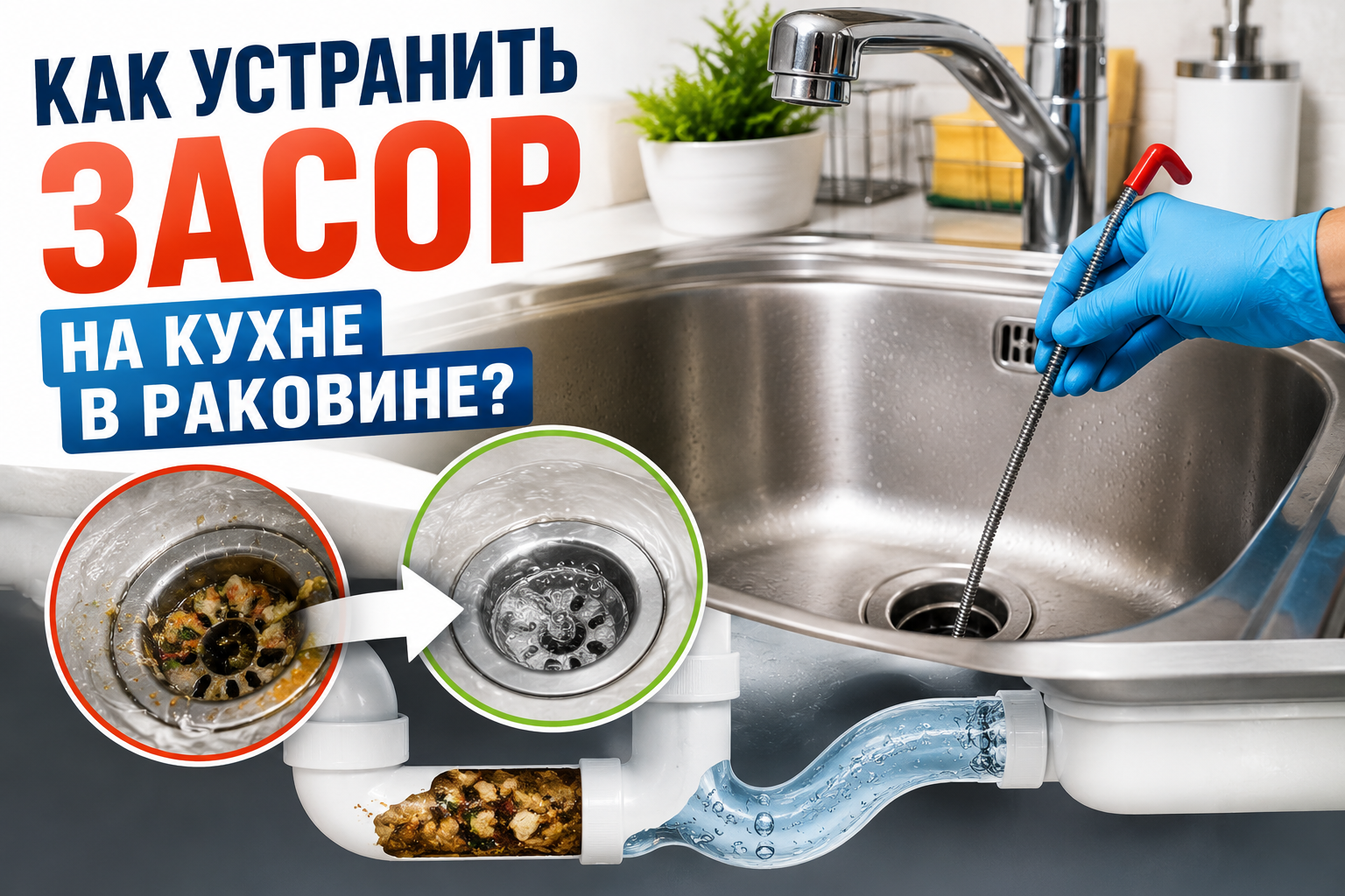 Как устранить засор на кухне