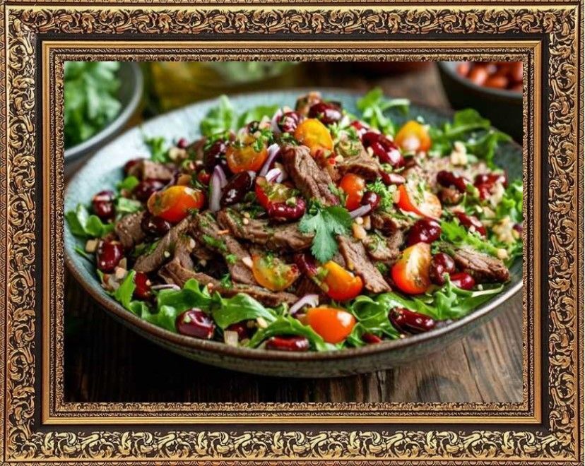 салат тбилиси с красной фасолью и говядиной