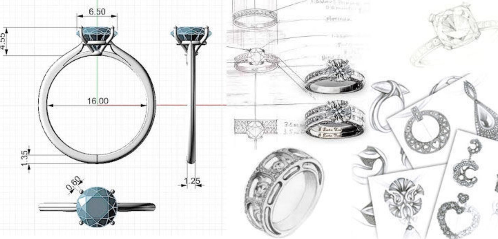 Чертеж кольца ювелирного с размерами