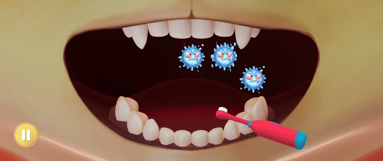 First Gadget app interface showing Kevin the Fox brushing teeth to encourage kids hygiene habits.