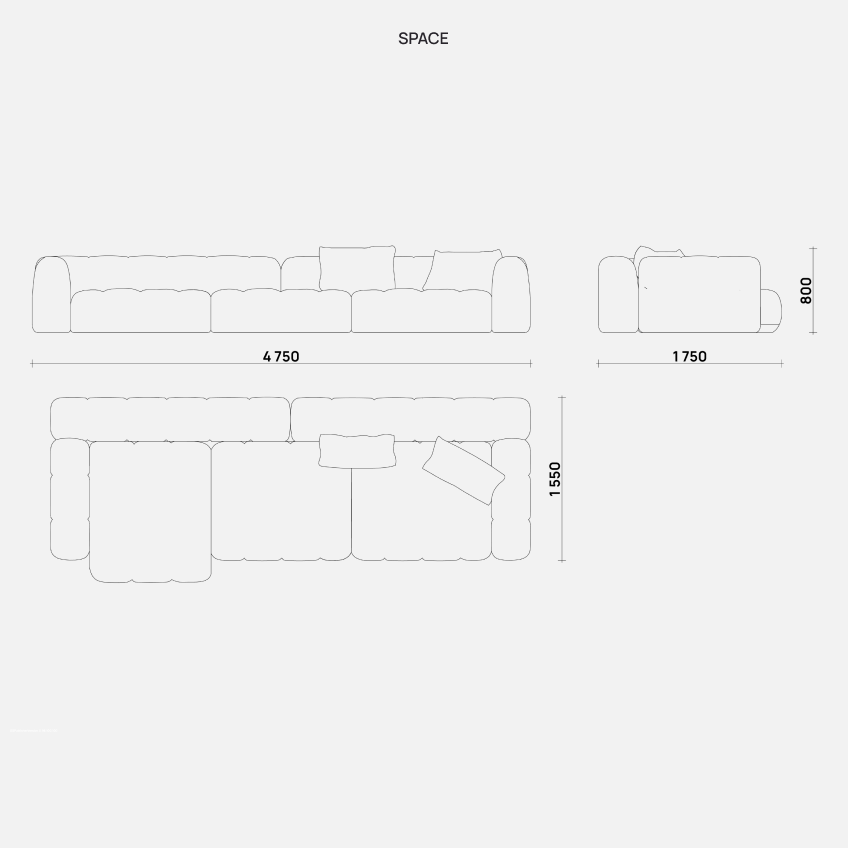 Современный угловой диван Simple Form в черном цвете с мягкой обивкой и квадратной стежкой, идеально подходящий для уютного интерьера гостиной.