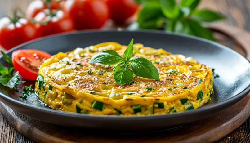 омлет с кабачком и сыром на сковороде