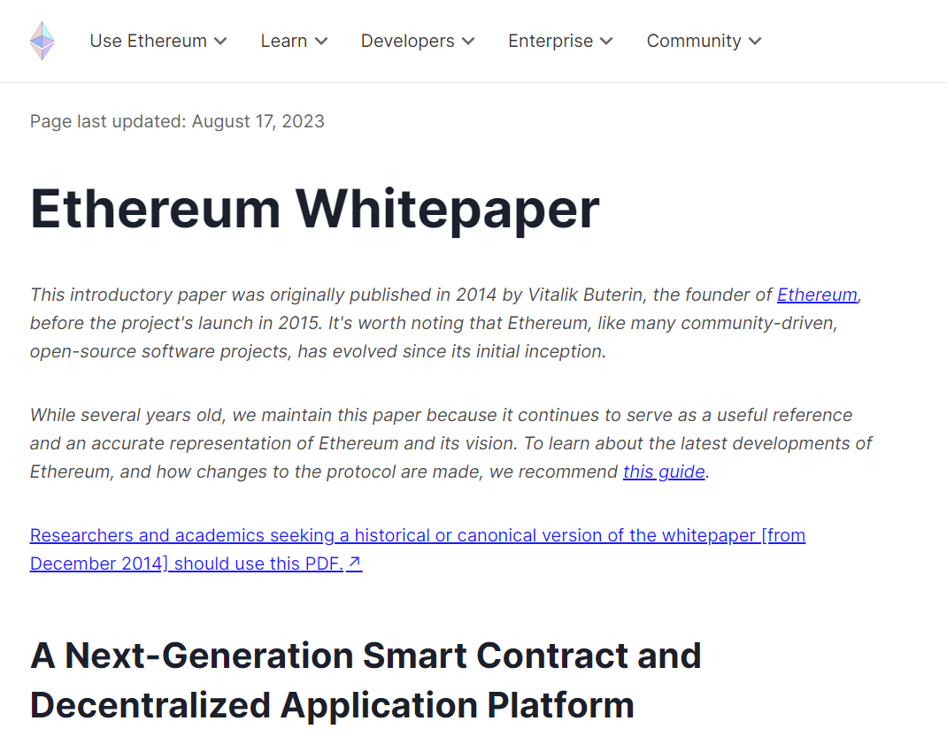 Ethereum whitepaper