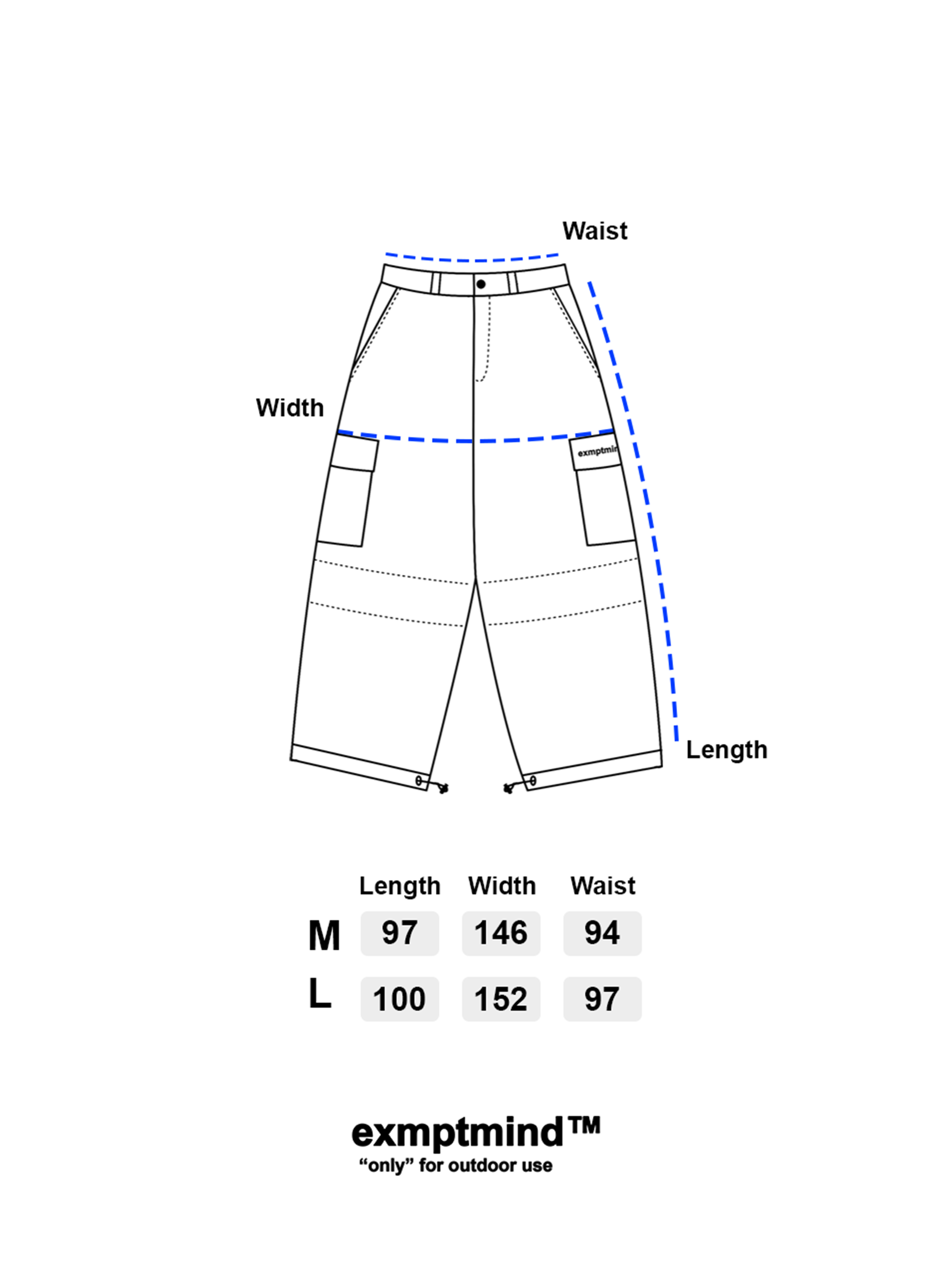 OG Cargo Pants size chart