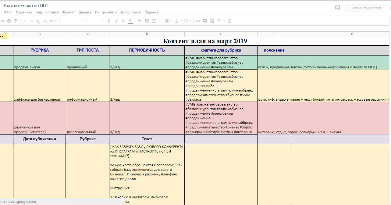 Контент план для банкетного зала