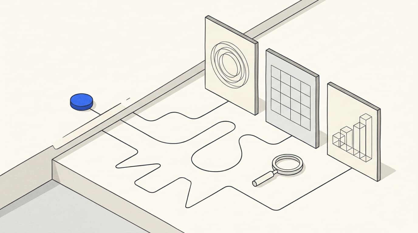 One event token follows different routes to three reports with different measurement frames.