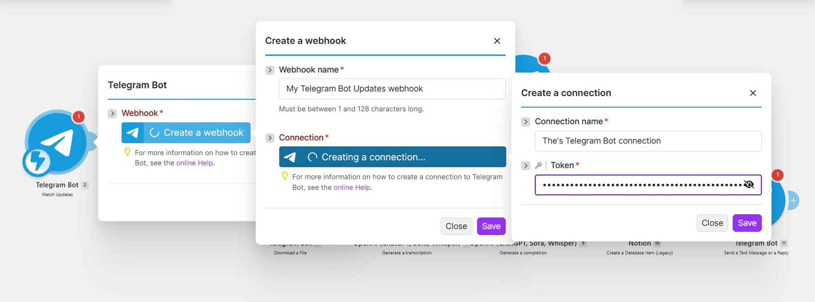 Подключение Telegram Bot Webhook в Make