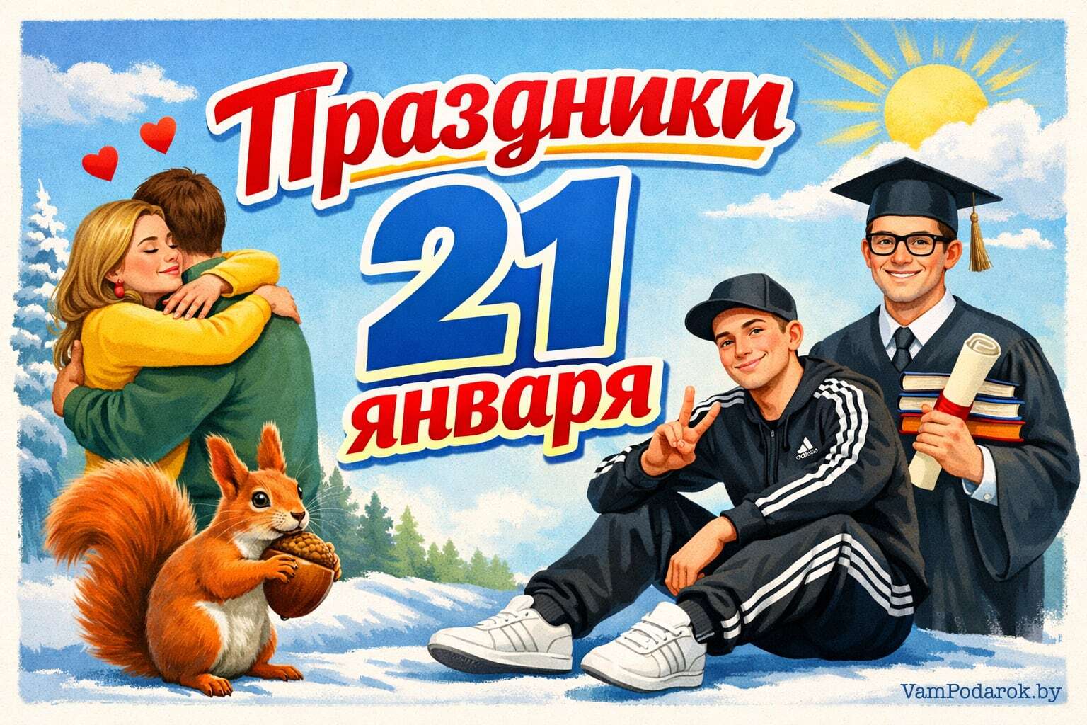 Праздники 21 января 2026 года – открытки и картинки