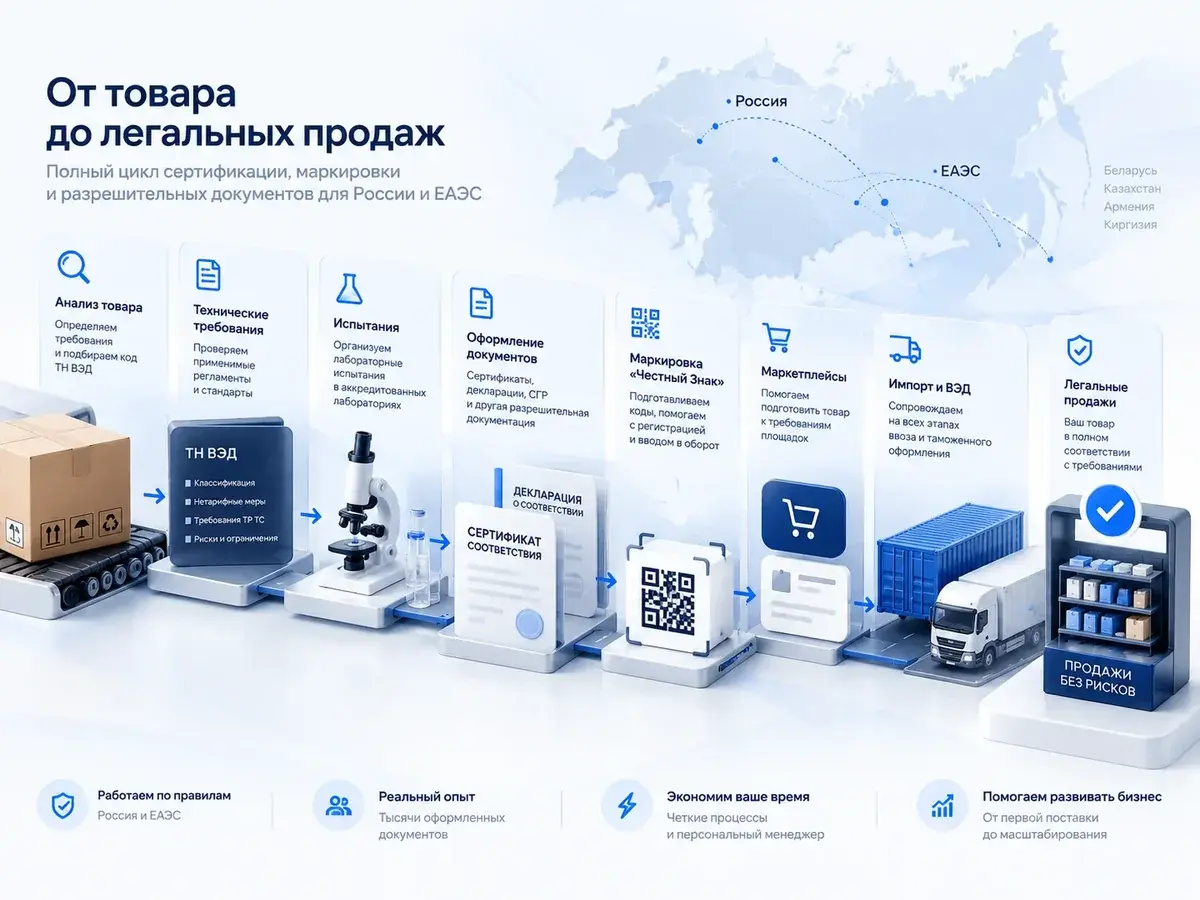 Путь товара от анализа до легальных продаж