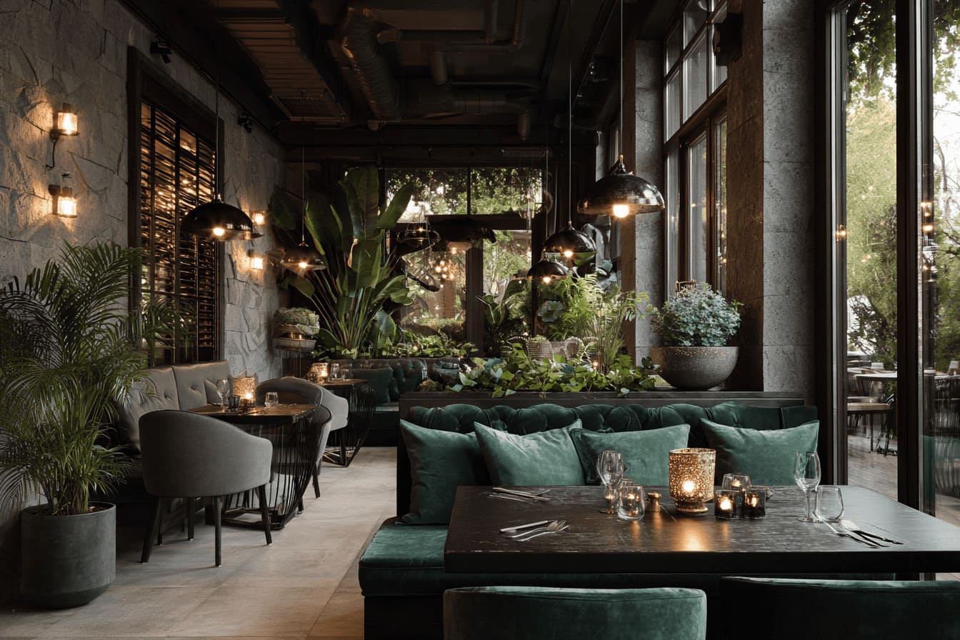 Ресторан в зеленом цвете