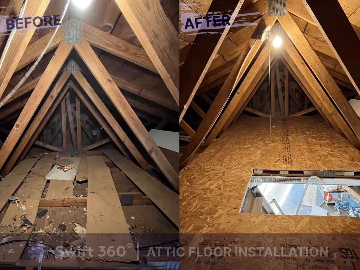 Swift360 - Handyman Orlando - Result job - Attic Floor Installation - Before and After
