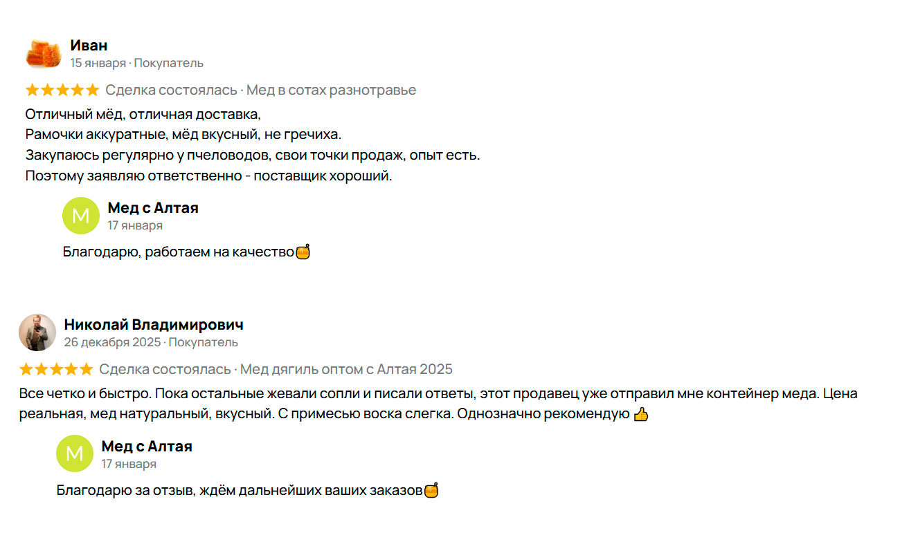 Отзыв клиента о меде Левченко