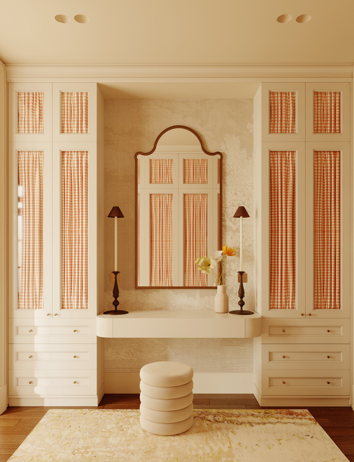 Гардеробная комната дочери в интерьере загородного дома дизайнера интерьера Екатерины Фёдоровой