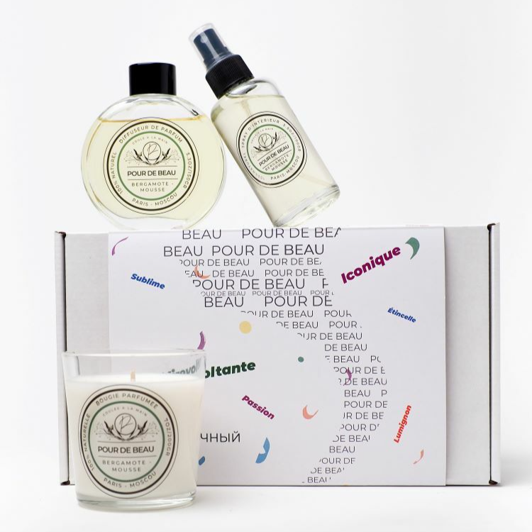 ароматные диффузор, спрей, свеча с красивой упаковкой