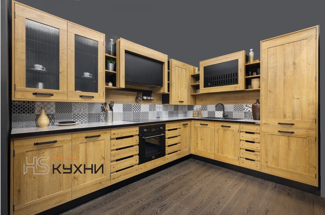 угловой кухонный гарнитур из МДФ в пленке ПВХ