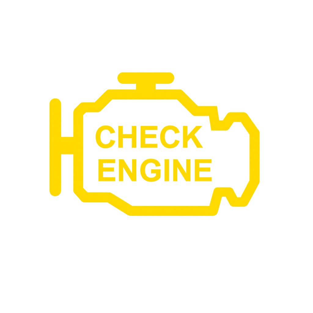 Приборная панель автомобиля Volkswagen с ярко горящим желтым индикатором Check Engine.