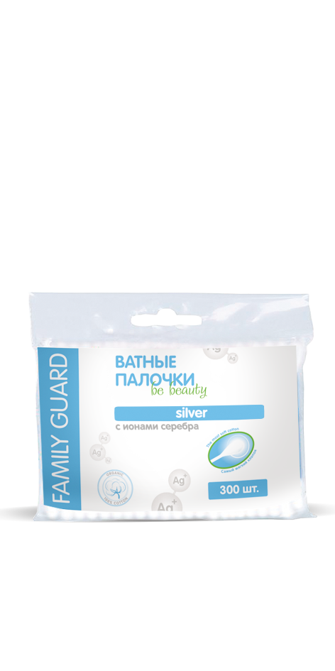 Ватные палочки с ионами серебра ZIP-пакет 300 шт.