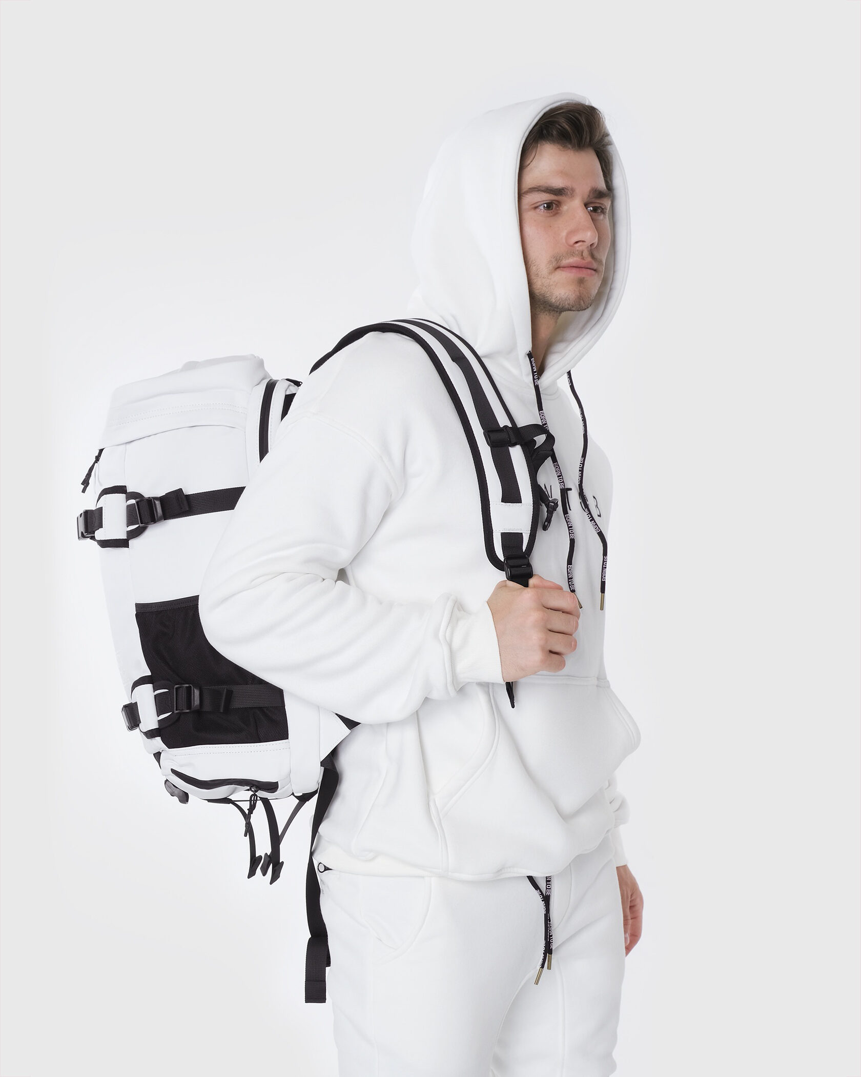 Костюм утеплённый белый, худи + штаны