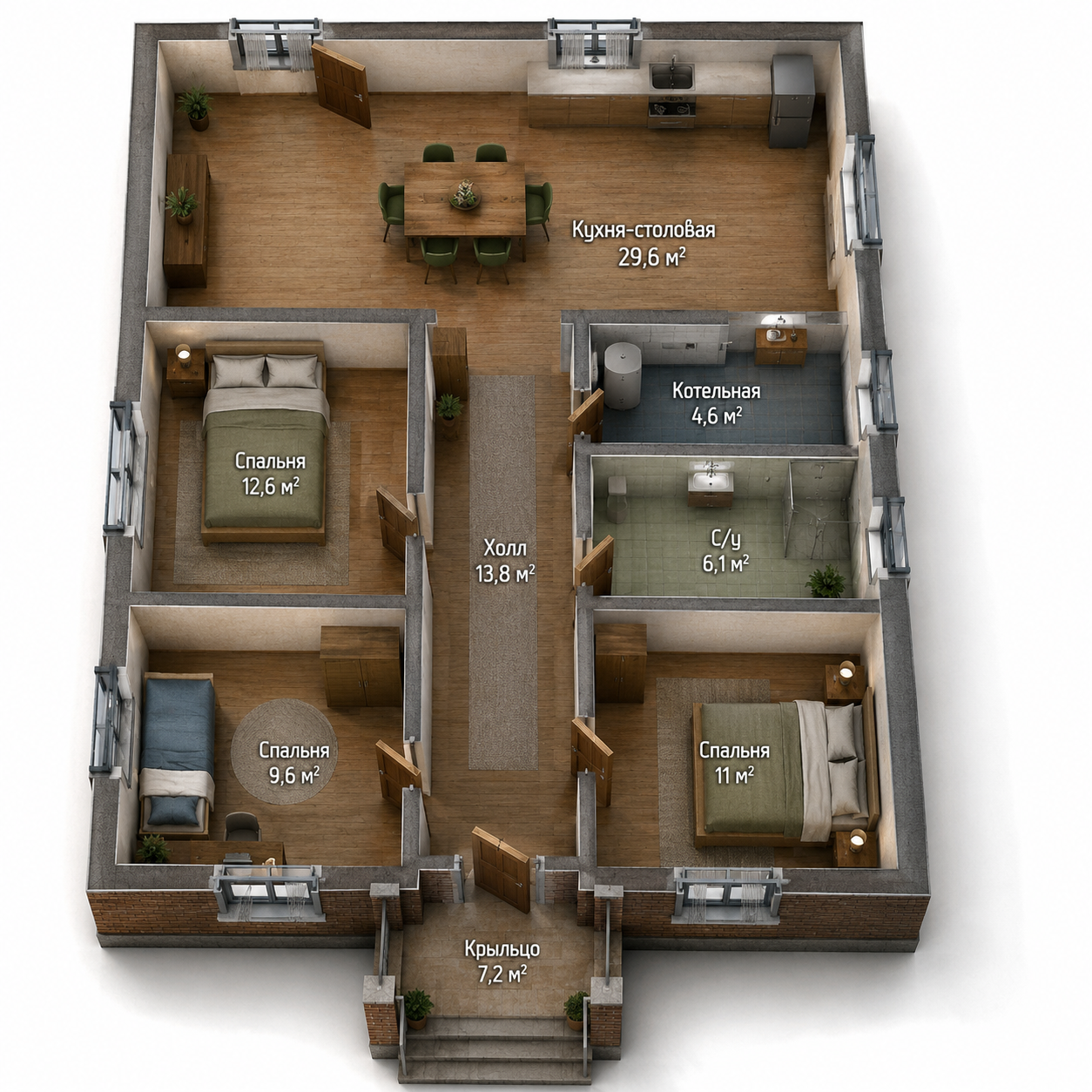 Смарт 90 м², планировка