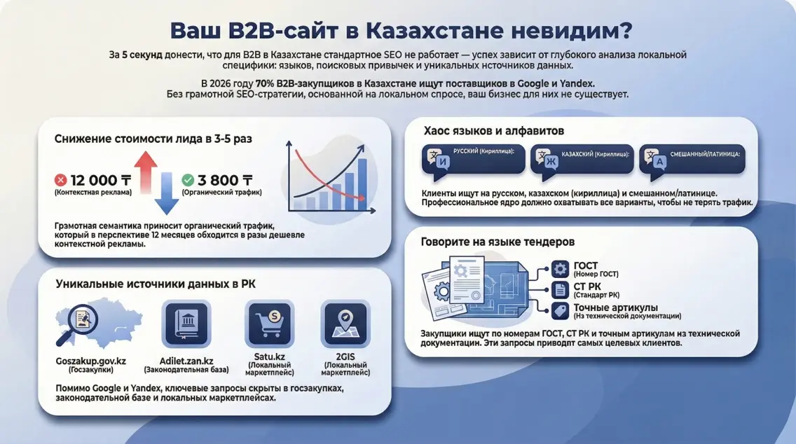 Инфографика: ваш B2b-сайт в Казахстане невидим