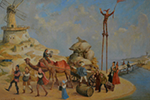 картина крестьяне телега с урожаем и арлекин