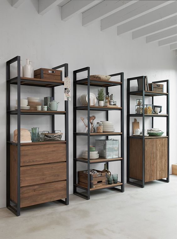 Купить шкаф в стиле лофт LOFT SH009 из металла и дерева на заказ в Москве, дизайнерские шкафы лофт Loft Style