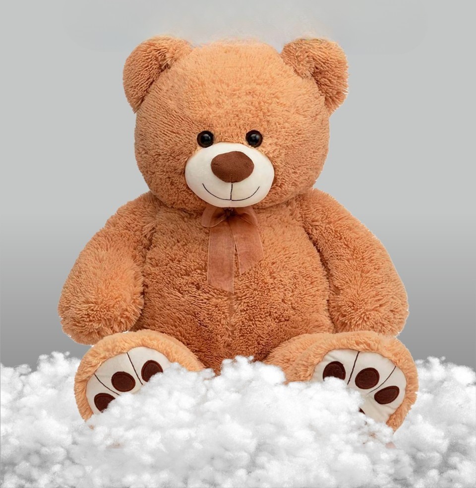 Плюшевый оранжевый медведь на наполнителе холлофайбер