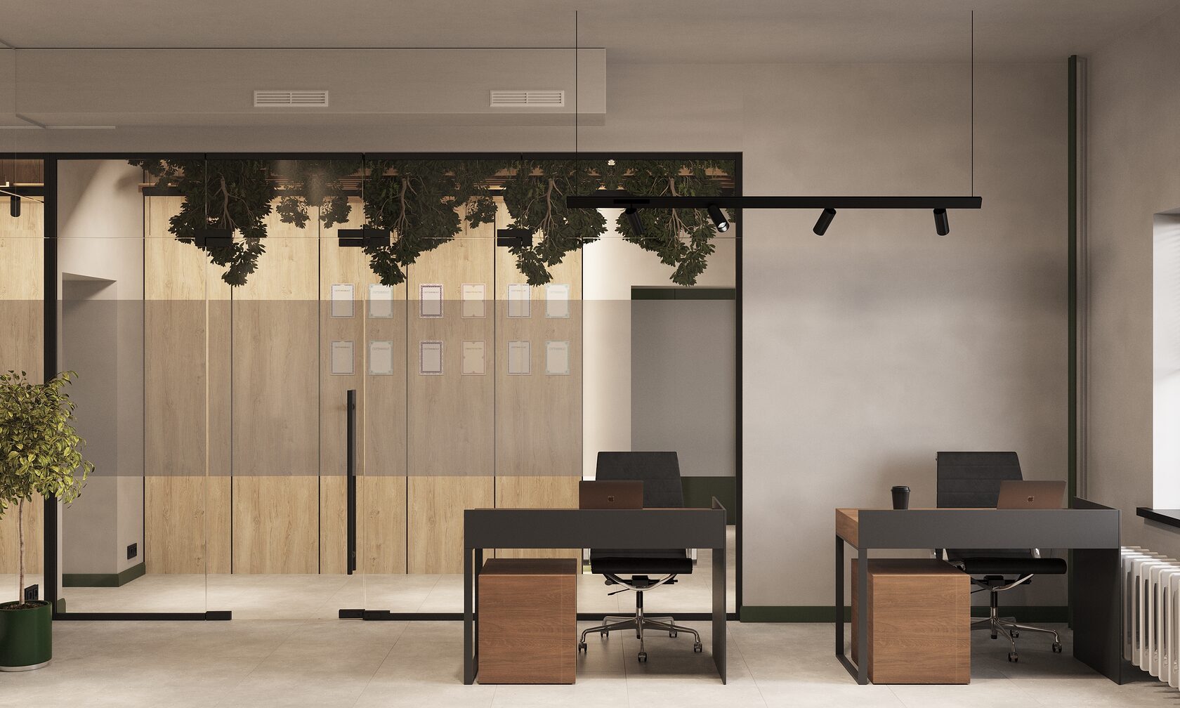 зона с рабочими в офисе 