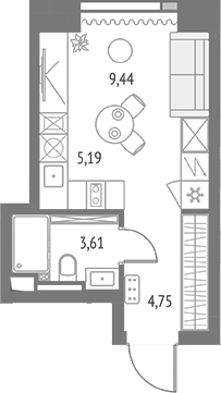 Студия 23,0 м²