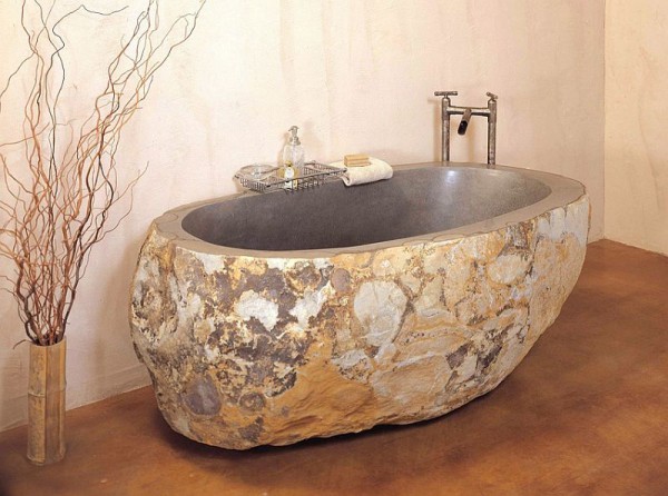 Пример ванной из архитектурного бетона, имитация натурального камня
