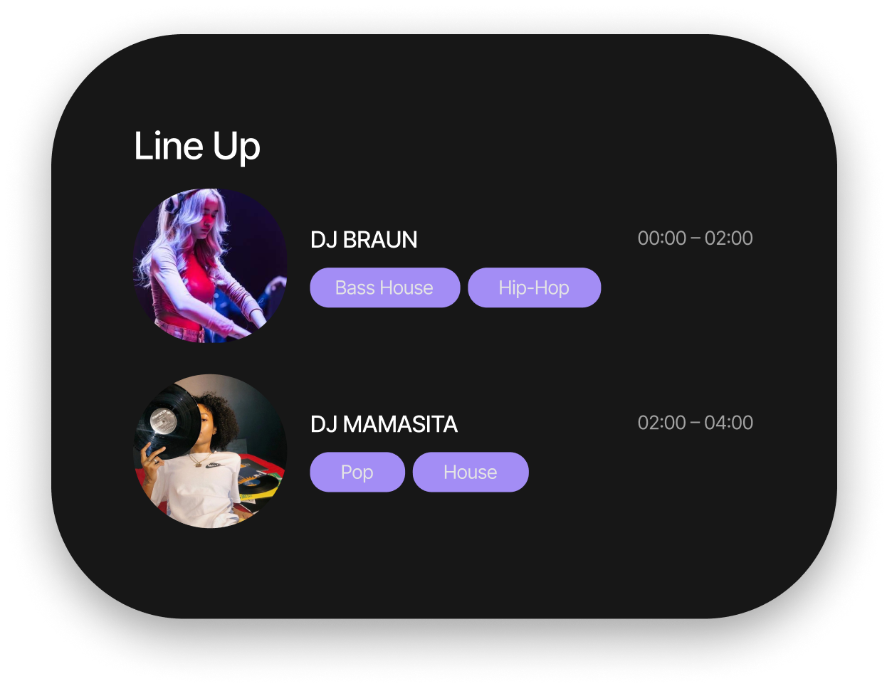 Функция лайнап в приложении Неспать