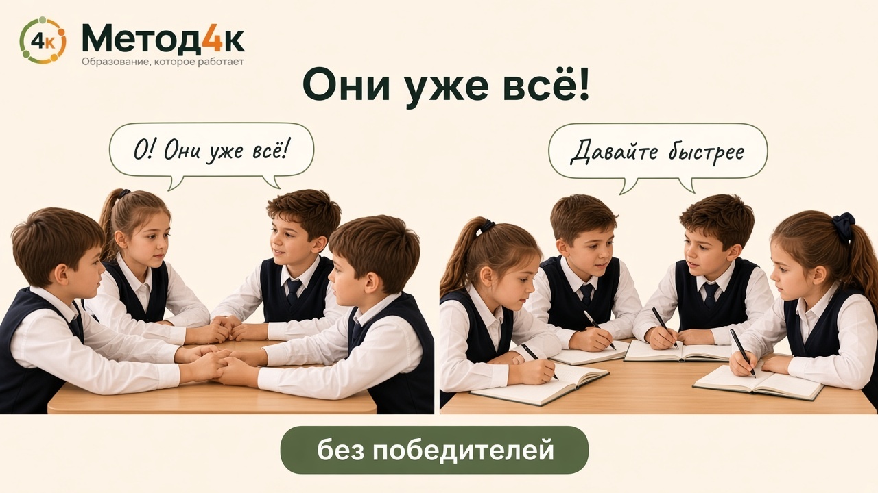 Одна команда держится за руки, соседняя слышит и собирается закончить работу
