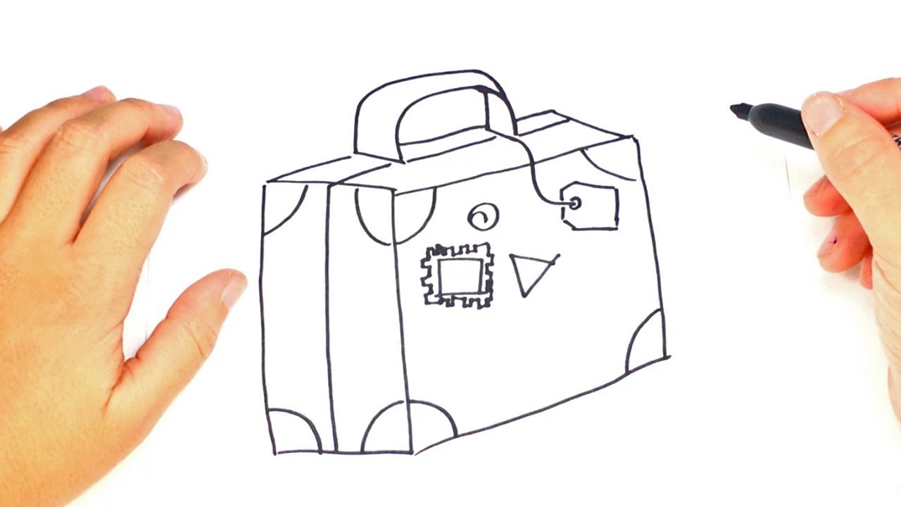 Снять рисунок. Как нарисовать руку держащую чемодан. Suitcase easy drawing. How to draw a Suitcase. Steps to draw a Bag easy.