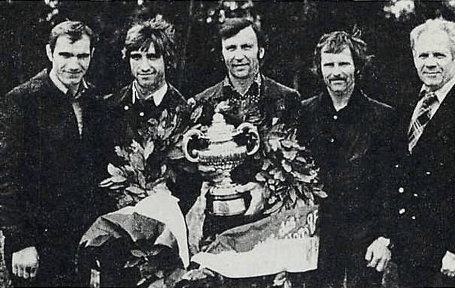 Сборная СССР – победительница Трофея Наций 1979 года (слева направо: Владимир Худяков, Валерий Корнеев, Геннадий Моисеев и Владимир Кавинов)