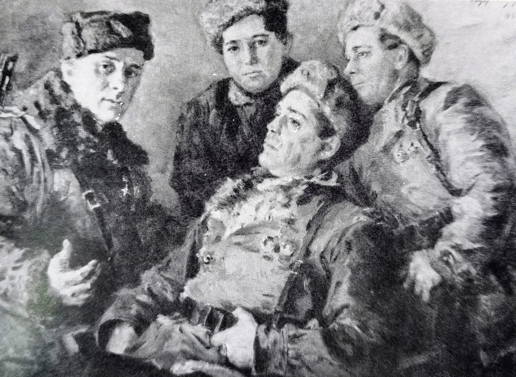 Дважды Герой Советского Союза, командир партизанского соединения А.Ф. Федоров с группой украинских партизан, 1943 г.