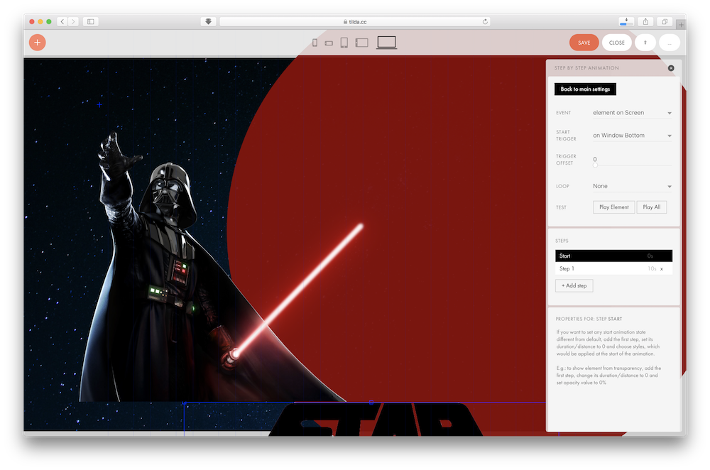 Пошаговая анимация в Тильде на примере Star Wars